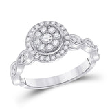 14kt White Gold Womens Round Diamond Cluster Ring 1/2 Cttw