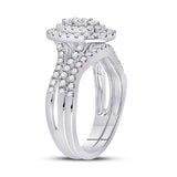 14kt White Gold Round Diamond Bridal Wedding Ring Band Set 1 Cttw