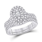 14kt White Gold Round Diamond Bridal Wedding Ring Band Set 1 Cttw