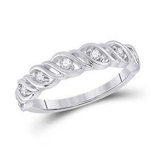 14kt White Gold Womens Round Diamond Band Ring 1/5 Cttw