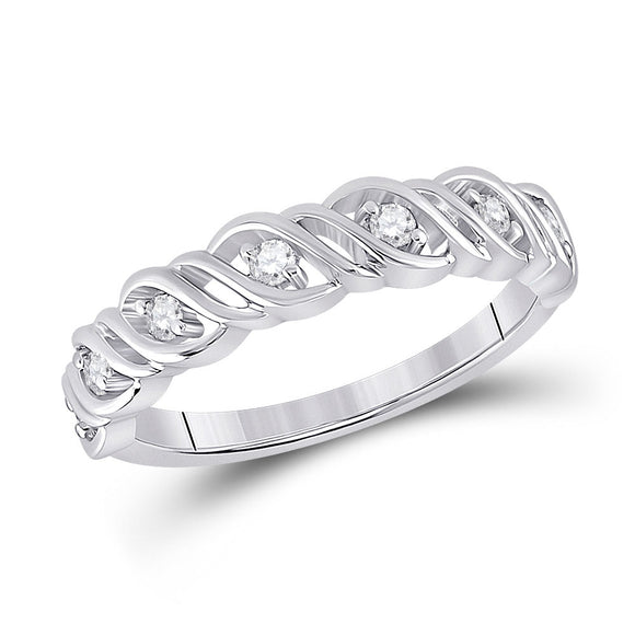 14kt White Gold Womens Round Diamond Band Ring 1/5 Cttw