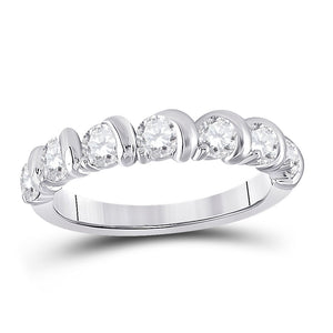 14kt White Gold Womens Round Diamond Band Ring 1 Cttw