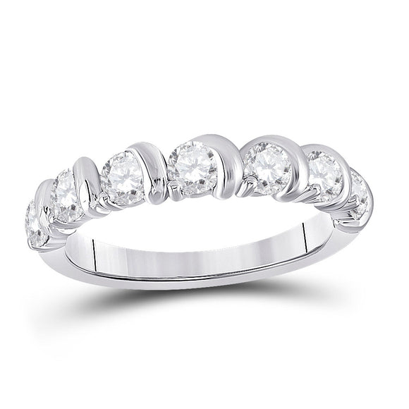 14kt White Gold Womens Round Diamond Band Ring 1 Cttw