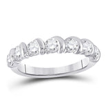 14kt White Gold Womens Round Diamond Band Ring 1 Cttw