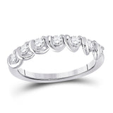 14kt White Gold Womens Round Diamond Band Ring 1/2 Cttw