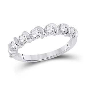 14kt White Gold Womens Round Diamond Band Ring 3/4 Cttw