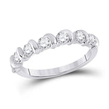 14kt White Gold Womens Round Diamond Band Ring 3/4 Cttw