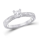 14kt White Gold Princess Diamond Solitaire Bridal Wedding Engagement Ring 1/2 Cttw