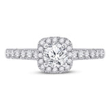 14kt White Gold Round Diamond Halo Bridal Wedding Engagement Ring 1 Cttw