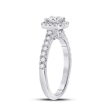 14kt White Gold Round Diamond Halo Bridal Wedding Engagement Ring 1 Cttw