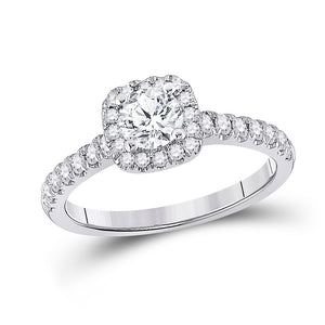 14kt White Gold Round Diamond Halo Bridal Wedding Engagement Ring 1 Cttw