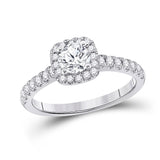 14kt White Gold Round Diamond Halo Bridal Wedding Engagement Ring 1 Cttw