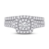 14kt White Gold Round Diamond Bridal Wedding Ring Band Set 7/8 Cttw