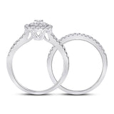 14kt White Gold Round Diamond Bridal Wedding Ring Band Set 7/8 Cttw