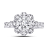 14kt White Gold Round Diamond Halo Bridal Wedding Engagement Ring 1 Cttw