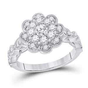 14kt White Gold Round Diamond Halo Bridal Wedding Engagement Ring 1 Cttw