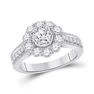 14kt White Gold Round Diamond Solitaire Bridal Wedding Engagement Ring 1-5/8 Cttw