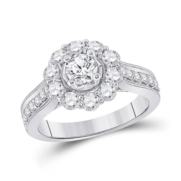 14kt White Gold Round Diamond Solitaire Bridal Wedding Engagement Ring 1-5/8 Cttw