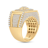 14kt Yellow Gold Mens Round Diamond Square Cluster Ring 3 Cttw