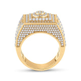 14kt Yellow Gold Mens Round Diamond Square Cluster Ring 3 Cttw