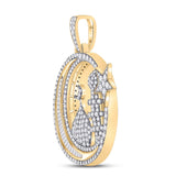 10kt Yellow Gold Mens Baguette Diamond Islam Crescent Moon Charm Pendant 2-3/8 Cttw