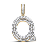 10kt Yellow Gold Mens Round Diamond Letter Q Charm Pendant 1-7/8 Cttw
