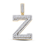 10kt Yellow Gold Mens Round Diamond Letter Z Charm Pendant 1-5/8 Cttw