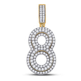 10kt Yellow Gold Mens Round Diamond Number 8 Charm Pendant 1-5/8 Cttw