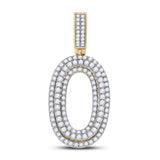 10kt Yellow Gold Mens Round Diamond Number 0 Charm Pendant 1-5/8 Cttw