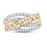 10kt Yellow Gold Womens Round Diamond Crossover Strand Band Ring 3/4 Cttw