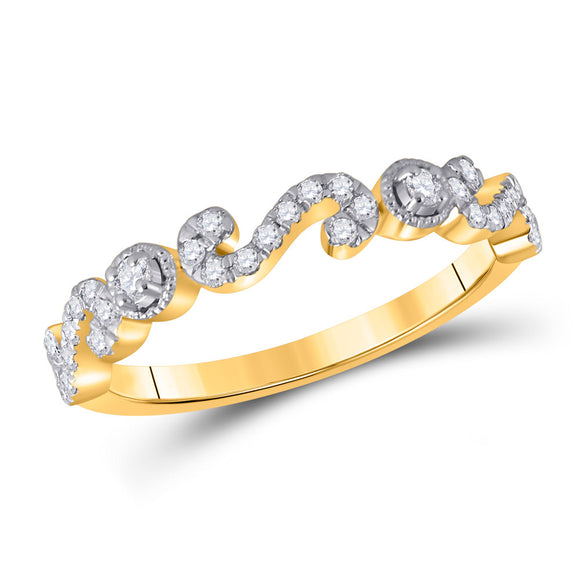 10kt Yellow Gold Womens Round Diamond Band Ring 1/4 Cttw
