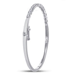 10kt White Gold Womens Round Diamond Bangle Bracelet 1/2 Cttw