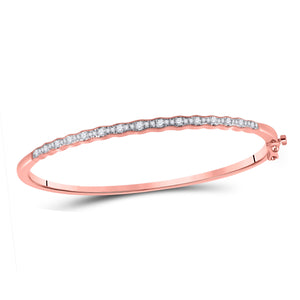 10kt Rose Gold Womens Round Diamond Bangle Bracelet 1/2 Cttw