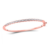 10kt Rose Gold Womens Round Diamond Bangle Bracelet 1/2 Cttw
