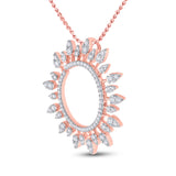14kt Rose Gold Womens Round Diamond Sunburst Circle Pendant 3/4 Cttw