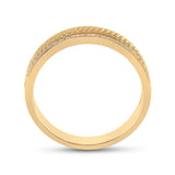 14kt Yellow Gold Mens Round Diamond Wedding Textured Band Ring 1/3 Cttw