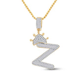 10kt Yellow Gold Mens Baguette Diamond Crown Z Letter Charm Pendant 3/4 Cttw