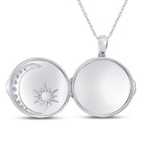 14kt White Gold Womens Round Diamond Sun Moon Locket Fashion Pendant 1/2 Cttw