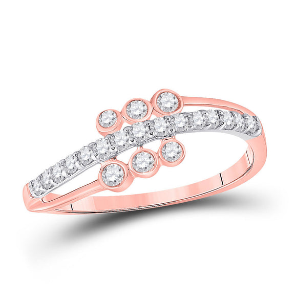 10kt Two-tone Gold Womens Round Diamond Band Ring 1/3 Cttw