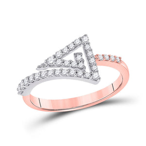 10kt Two-tone Gold Womens Round Diamond Triangle Ring 1/3 Cttw