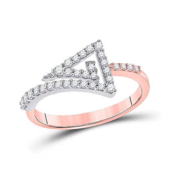 10kt Two-tone Gold Womens Round Diamond Triangle Ring 1/3 Cttw