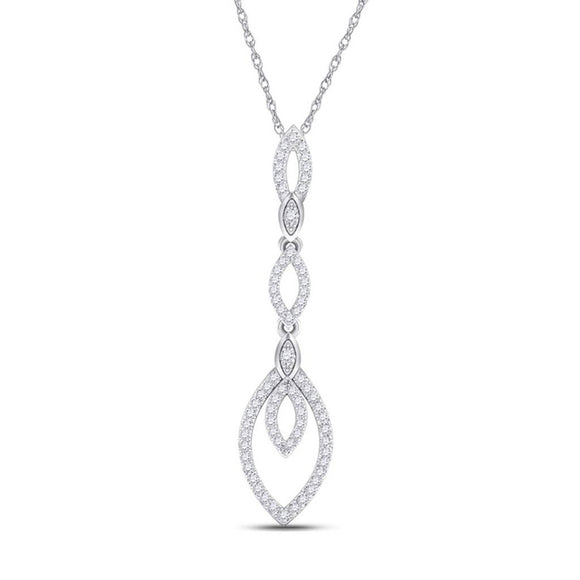 10kt White Gold Womens Round Diamond Dangle Fashion Pendant 1/5 Cttw