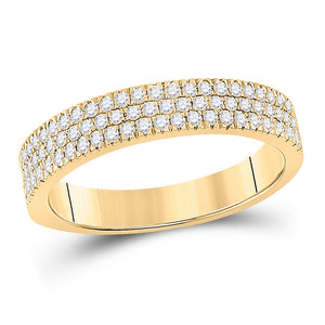 10kt Yellow Gold Womens Round Diamond Pave Band Ring 1/2 Cttw