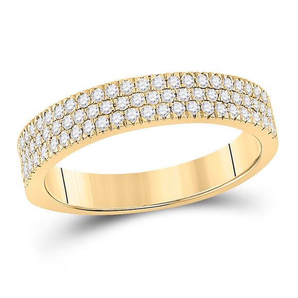 10kt Yellow Gold Womens Round Diamond Pave Band Ring 1/2 Cttw