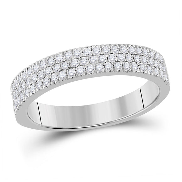 10kt White Gold Womens Round Diamond Pave Band Ring 1/2 Cttw