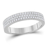 10kt White Gold Womens Round Diamond Pave Band Ring 1/2 Cttw