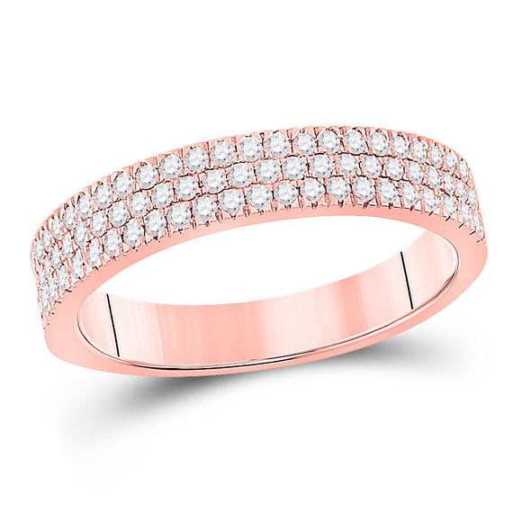 10kt Rose Gold Womens Round Diamond Band Ring 1/2 Cttw