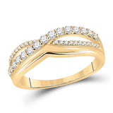 10kt Yellow Gold Womens Round Diamond Crossover Band Ring 1/2 Cttw