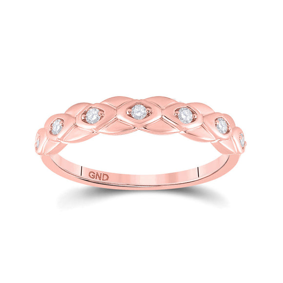 10kt Rose Gold Womens Round Diamond Band Ring 1/10 Cttw