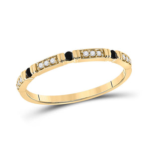 10kt Yellow Gold Womens Round Black Color Enhanced Diamond Band Ring 1/10 Cttw